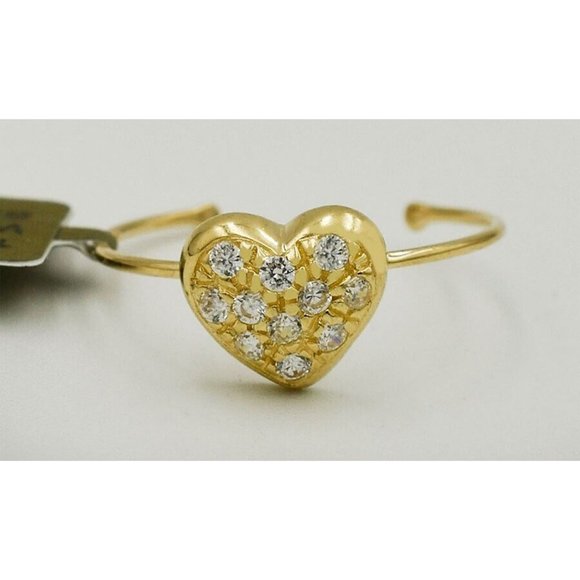 Created White Sapphire Heart Toe Ring 14k Yellow Gold